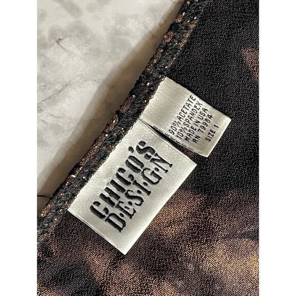 McBling Mob Wife 00s Y2K Leopard Glitter Tank Top Sz 1 Brown Gold Sparkle Glam - Picture 8 of 12